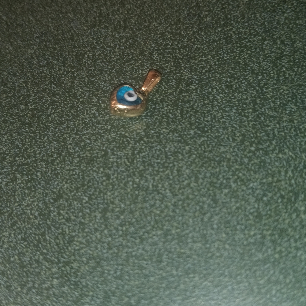 Gold Heart Pendant with Blue Eye Design